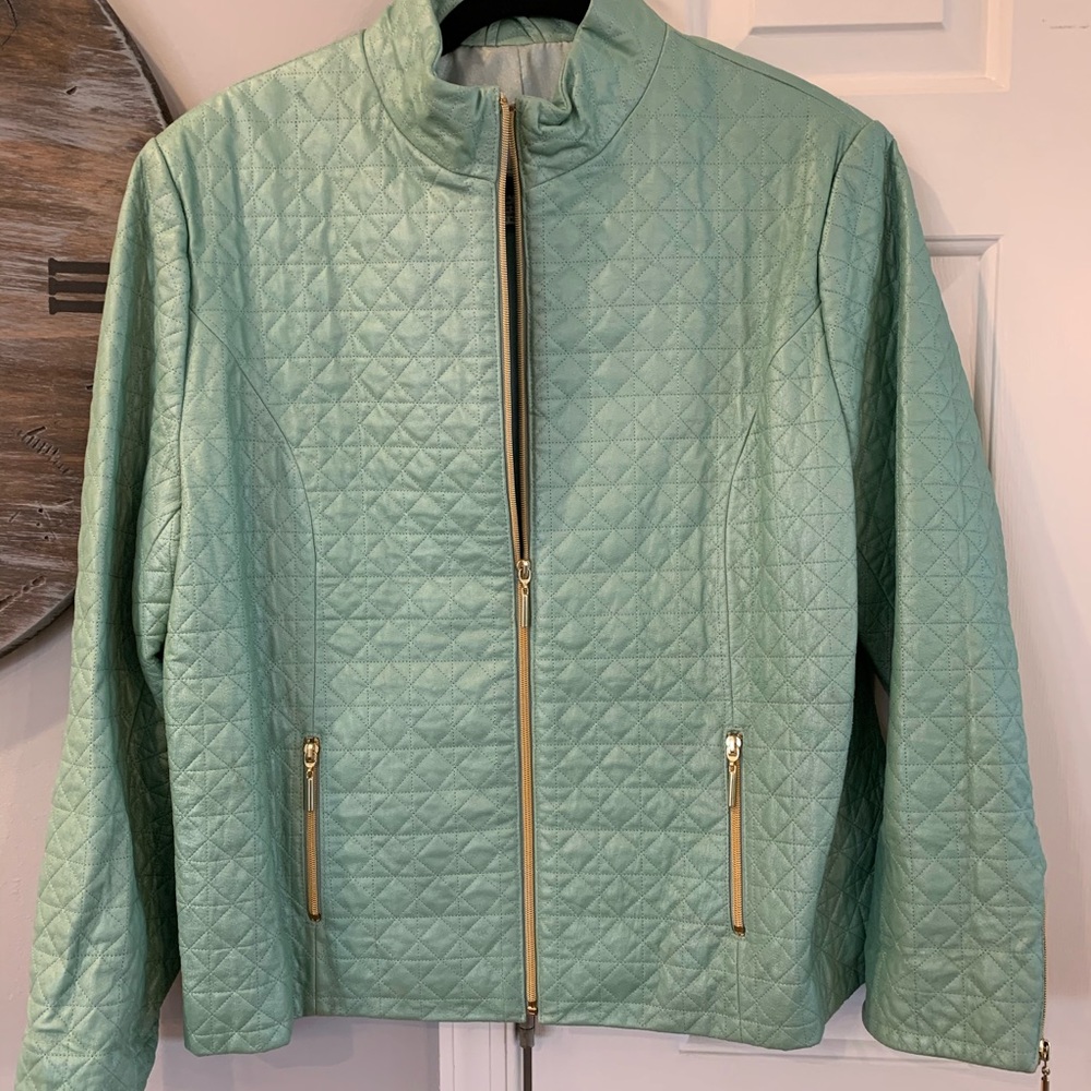 Pamela McCoy Quilted Leather Jacket sz L